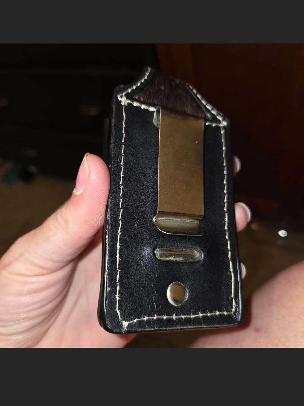 Leather & Hair-On Hide Belt Pouch with Silver Concho - Brown